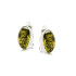 Clip-on earrings with green Baltic amber, 925 rhodium-plated silver