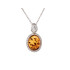 Pendentif avec ambre cognac ovale, en argent vieilli 925, hauteur 1+0,6 cm