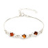 Pulsera con ámbar coñac cuadrado, en plata 925 rodiada, longitud 16+3 cm