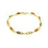 Bracelet avec ambre multicolore navette, en argent doré 925, longueur 19 cm