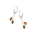 Dangle earrings with multi-colored amber, in 925 rhodium silver