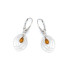 Hangende oorbellen met cognac-amberdruppel, in gerhodineerd zilver 925