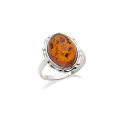 Bague avec ambre cognac...