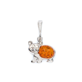 Oval konyak kehribarlı Panda Kolye ucu, 925 rodyum kaplama gümüş, yükseklik 1,3+1 cm
