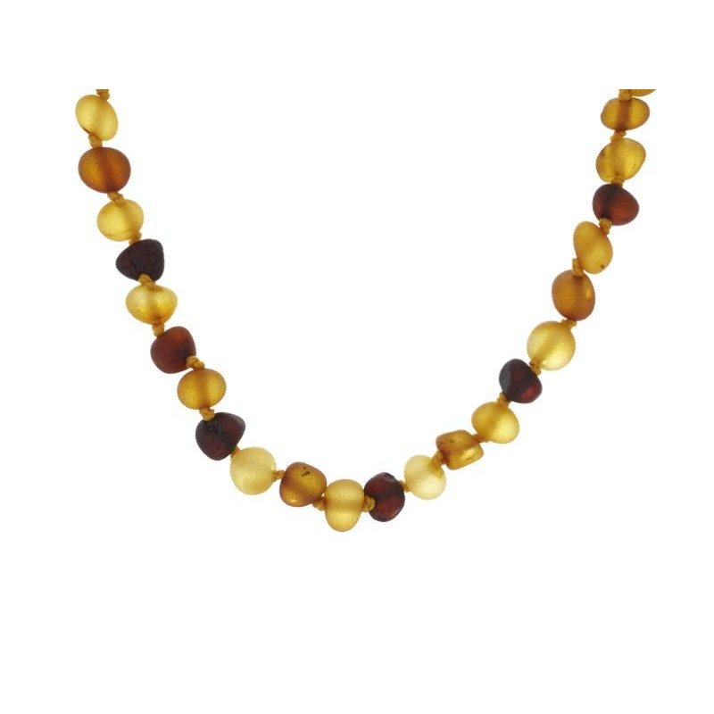 Collier bébé avec ambre multicolore, fermoir clip, longueur 32 - 33 cm
