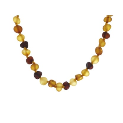 Babykette mit mehrfarbigem Bernstein, Clipverschluss, Länge 32 - 33 cm