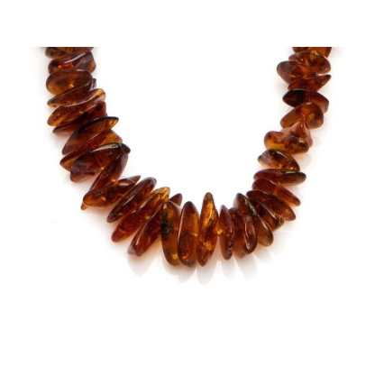 Collier avec ambre cognac naturel de la mer Baltique chips, longueur 50 cm
