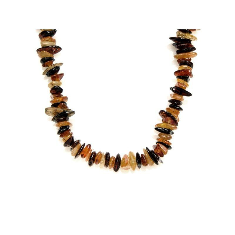 Collier avec ambre multicolore naturel de la mer Baltique chips, longueur 50 cm