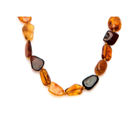 Collana con ambra naturale multicolore del Mar Baltico, lunghezza 42 cm