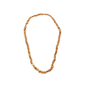 Collier avec ambre cognac naturel de la mer Baltique, longueur 70 cm