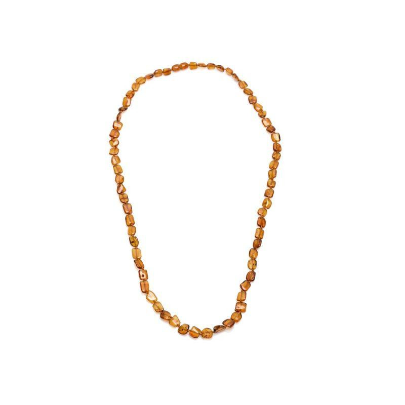 Colar com âmbar conhaque natural do Mar Báltico, comprimento 70 cm