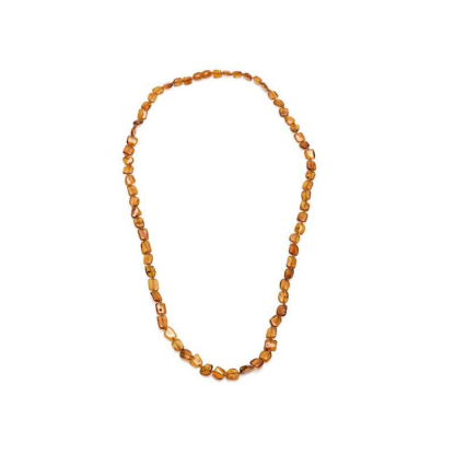 Colar com âmbar conhaque natural do Mar Báltico, comprimento 70 cm