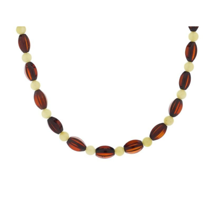 Necklace with natural multi-colored amber from the Baltic Sea, length 45 cm