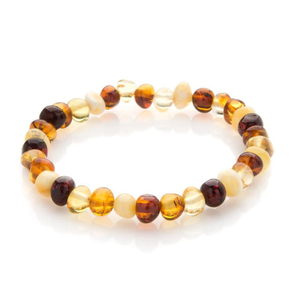 Collana con ambra naturale multicolore del Mar Baltico, lunghezza 55 cm