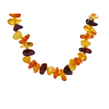 Colar com âmbar natural multicolorido das lascas do Mar Báltico, comprimento 45 cm
