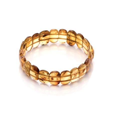 Pulsera de oblea con oblea de ámbar coñac natural, longitud 21 cm