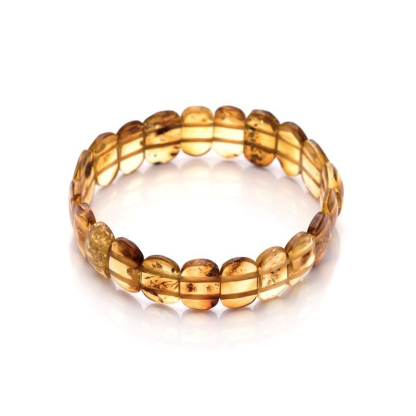 Oblatenarmband mit Oblaten aus natürlichem Cognac-Bernstein, Länge 21 cm