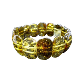 Bracelet plaquette avec ambre vert naturel plaquette, longueur 21 cm