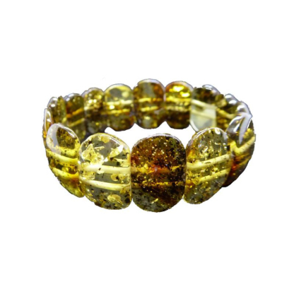 Bracelet plaquette avec ambre vert naturel plaquette, longueur 21 cm