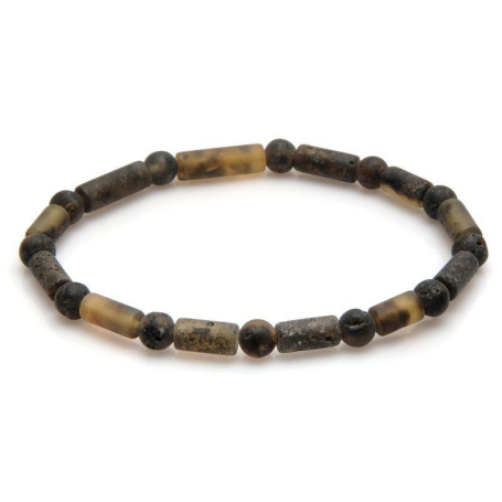 Armband mit mehrfarbigem zylindrischem Ostsee-Bernstein, Länge 20-21cm
