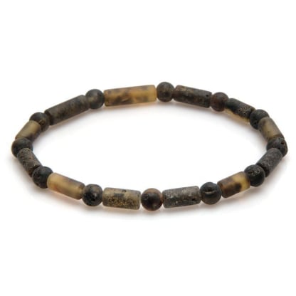 Bracciale con ambra cilindrica multicolore del Mar Baltico, lunghezza 20-21 cm