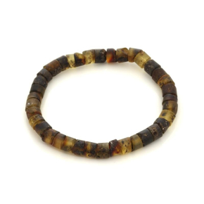 Bracelet avec ambre multicolore cylindrique, longueur 20 cm
