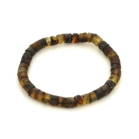 Bracelet avec ambre multicolore cylindrique, longueur 20 cm