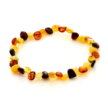 Bracelet with multi-colored amber, all amber, 18 cm