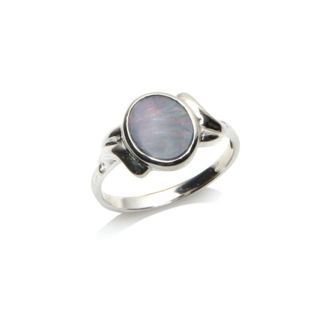 Anillo con doblete de ópalo azul de Australia, en plata 925 rodiada