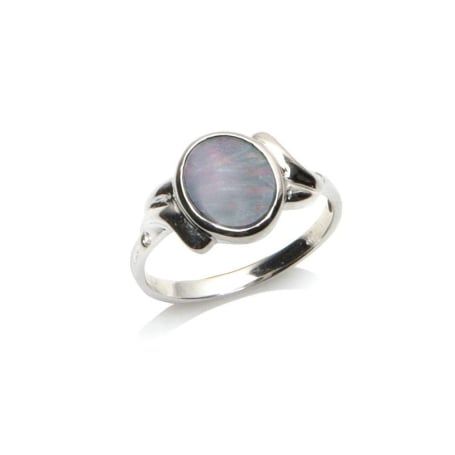 Inel cu dublu opal albastru din Australia, din argint 925 placat cu rodiu