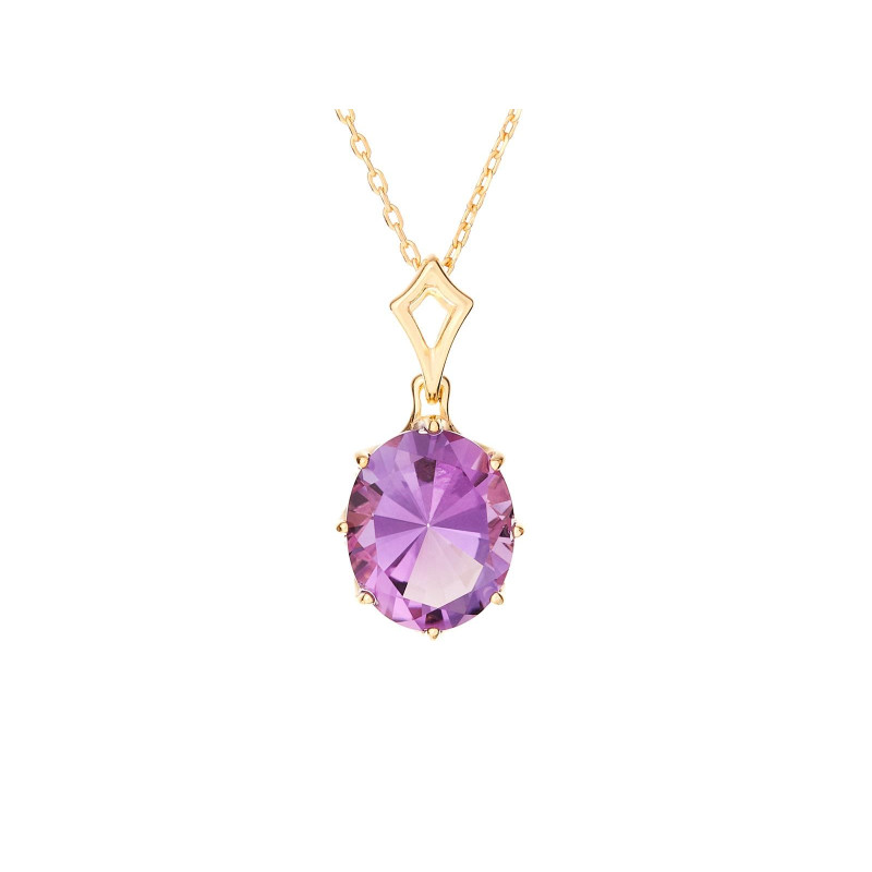 Pendant with natural violet amethyst, in gold