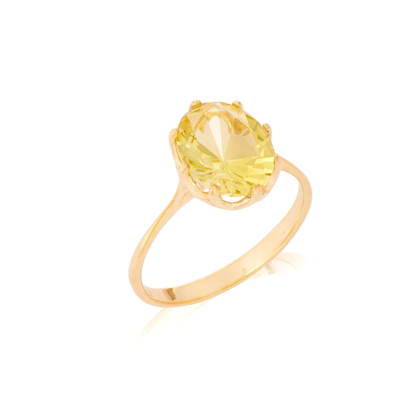 Ring with natural yellow quartz, in gold