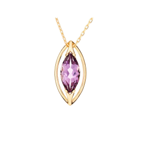Colgante con amatista violeta natural, en oro 750