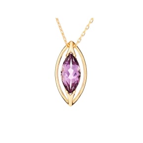 Pingente com ametista roxa natural, em ouro 750