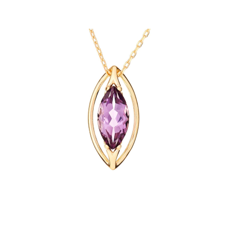 Colgante con amatista violeta natural, en oro 750