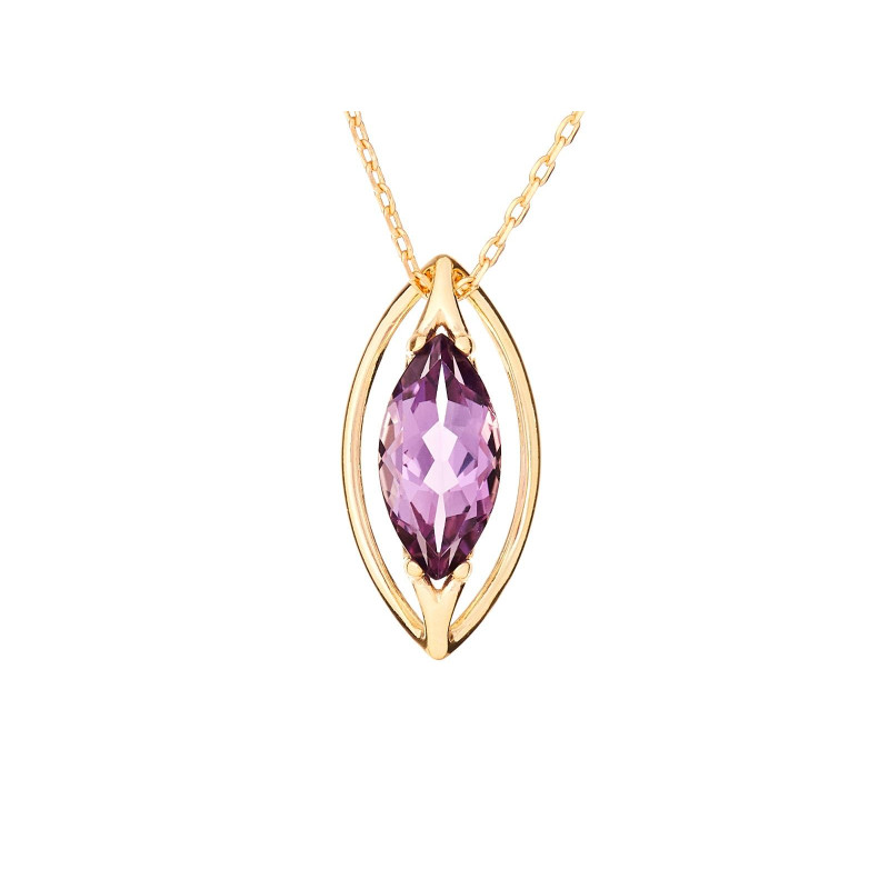 Pendant with natural violet amethyst, in gold