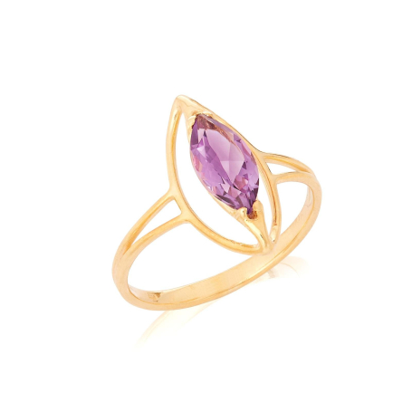 Bague avec améthyste violette naturelle, en or 750