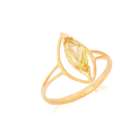 Ring mit natürlichem gelbem Quarz, in 750er Gold