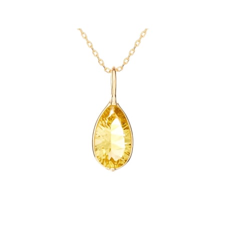 Colgante con cuarzo amarillo natural, en oro 750
