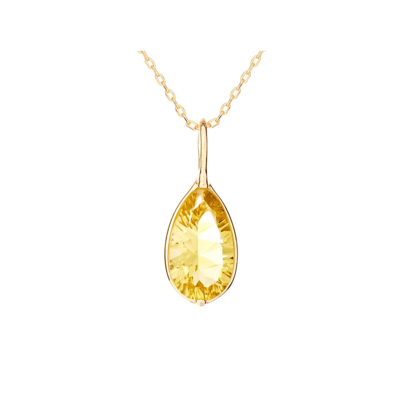 Pendentif avec quartz jaune naturel, en or 750