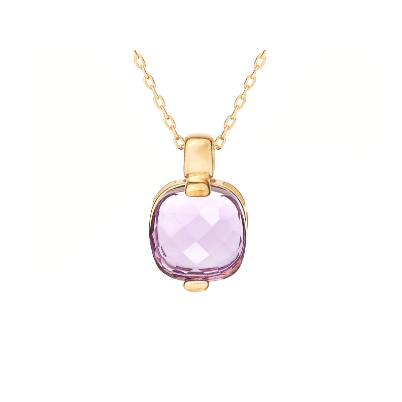 Pingente com ametista roxa natural, em ouro 750