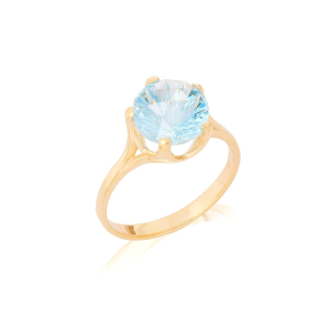 Bague avec topaze bleue naturelle, en or 750
