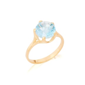 Ring met natuurlijke blauwe topaas, in 750 goud