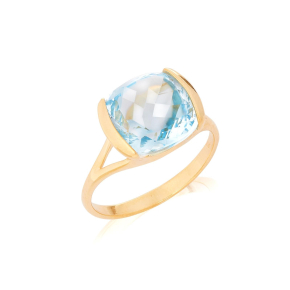 Bague avec topaze bleue naturelle, en or 750
