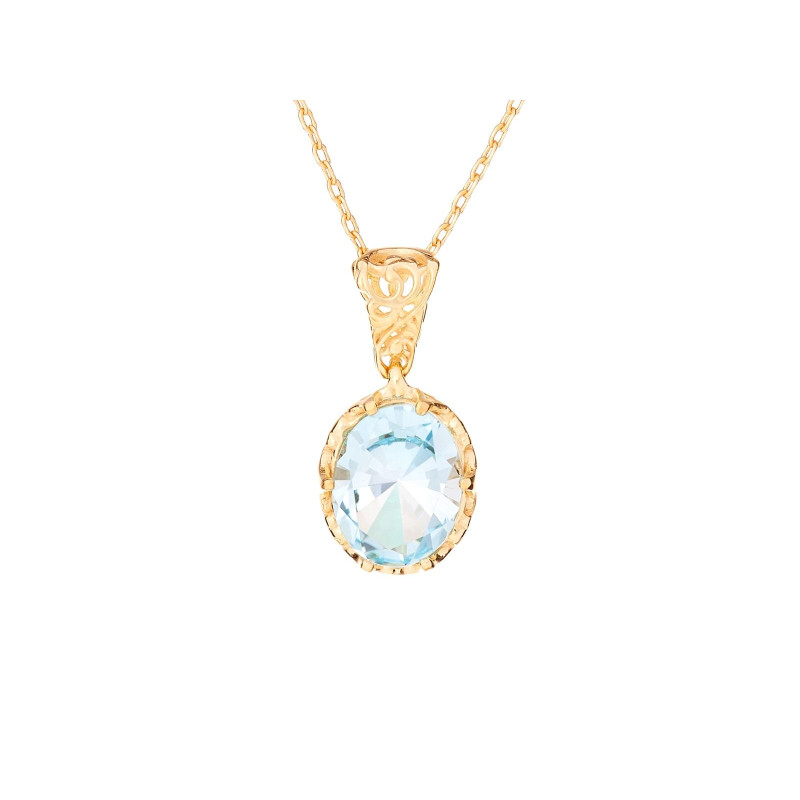 Pendant with natural blue topaz, in gold