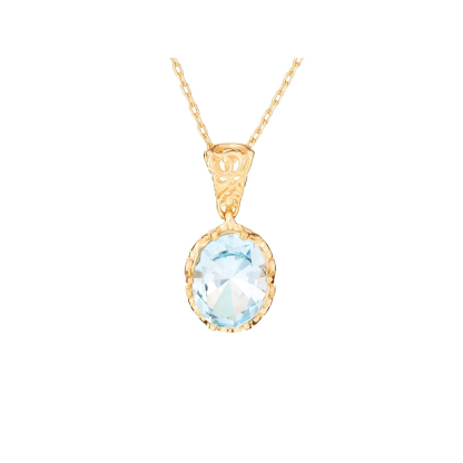 Pandantiv cu topaz albastru natural, din aur 750
