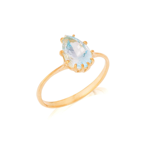 Ring with natural blue topaz, in 750 gold