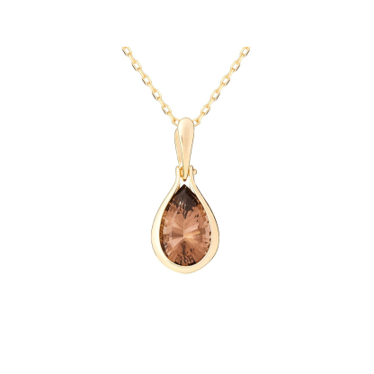 Hanger met natuurlijk rookkwarts, in 750 goud