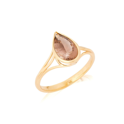 Bague avec quartz fumé naturel, en or 750