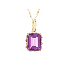 Ciondolo con ametista viola naturale, in oro 750